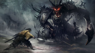 Demonic monster attacking man forest - art greg rutkowski free wallpaper