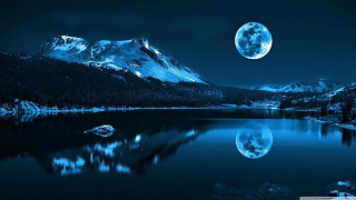 Full moon mountain lake night 5 - full moon free wallpaper