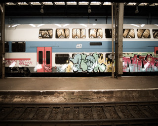 Train graffiti night platform person - ejler bille free wallpaper