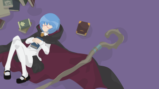 Cartoon character floor phone book - her hand and a book in her other hand free wallpaper