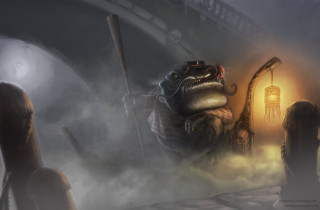 Giant snake foggy area light - a painting free wallpaper