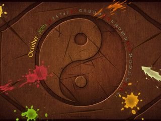 Yin yang painting splatters caption - yang symbol free wallpaper