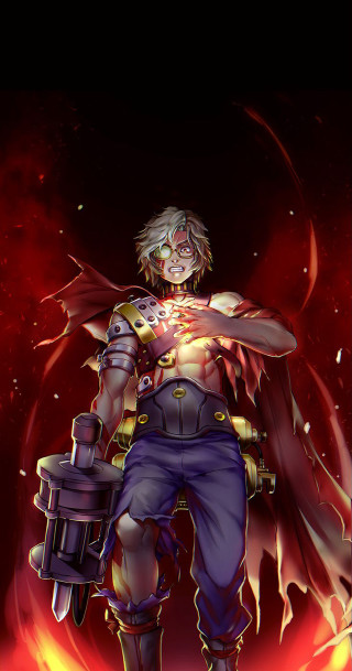 Character sword demon outfit fantasy - a fire background free wallpaper for mobile