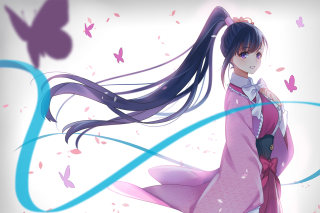 Woman pink dress long hair - color scheme free wallpaper