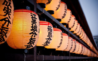 Lanterns asian writing wall building - asian free wallpaper