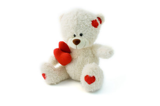 White teddy bear red heart 2 - its chest free wallpaper