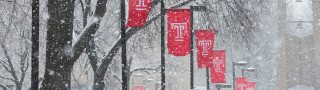Street red signs snow trees - academic free wallpaper