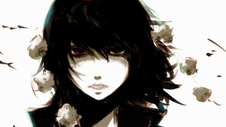 Woman black hair red eyes 2 - black hair free wallpaper