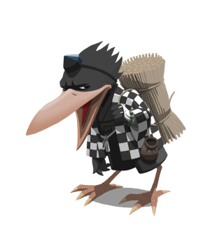 Cartoon bird hat checkered shirt - character design free wallpaper for tablet