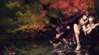 Autumn river gothic anime teddy - the ground in the foreground free wallpaper