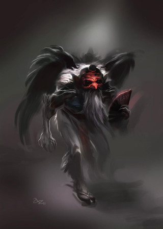 Demon with wings demon face - back free wallpaper for mobile