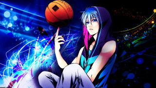 Girl blue hair holding basketball - a basketball free wallpaper for desktop