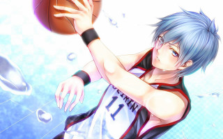 Man blue hair holding basketball - his hand and a basketball free wallpaper
