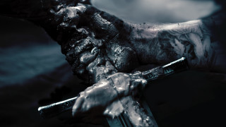 Bloody hand knife dark room - bastien lecouffedeharme free wallpaper