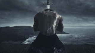 Man sword hill ocean cross - his back free wallpaper for desktop