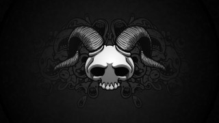 Skull horns skull black background - dark art free wallpaper