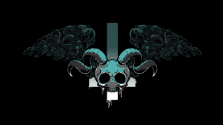 Skull horn wings black background - game art free wallpaper for desktop