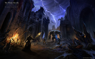 Man holding hammer city lightning - a dark city free wallpaper