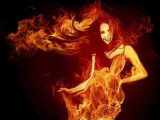 Woman mask dancing flames fiery - a mask free wallpaper