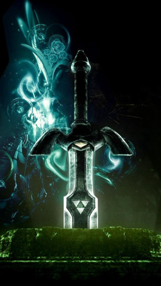 Glowing sword handle green surface - a green surface free wallpaper for mobile