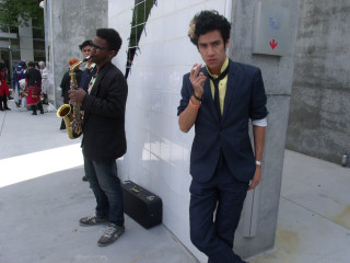 Cosmo alexander saxophone suit outdoors - a suitcase free wallpaper