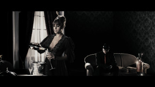 Woman black dress man suit 4 - a dark room free wallpaper