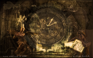 Clock angels newspaper woman reading - angel free wallpaper