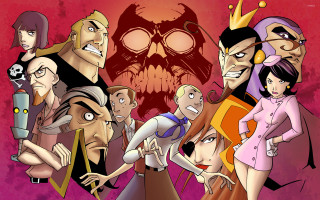 Cartoon group people skull background - underground comix free wallpaper