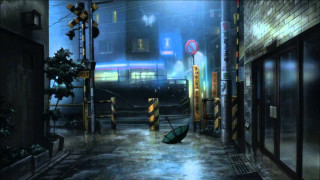 Rainy night city umbrella person - rainy free wallpaper