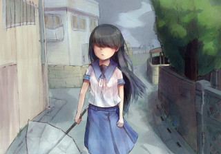 Girl walking street cane house - a cane free wallpaper