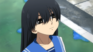 Anime girl long black hair 2 - a blue shirt free wallpaper for desktop