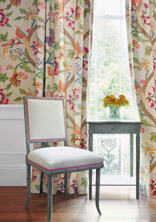 Chair window flowered curtain vase - front of a window free wallpaper