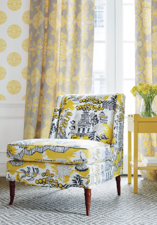 Yellow chair window yellow curtains - free spring wallpaper