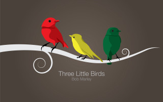 Three little birds sitting on - a quote below free wallpaper