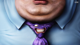Man purple tie creepy face 2 - a button free wallpaper for desktop
