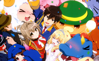 Anime characters crowd hats hands - hat free wallpaper