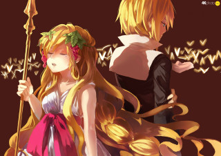Anime couple wand flower hair - a wand free wallpaper for desktop