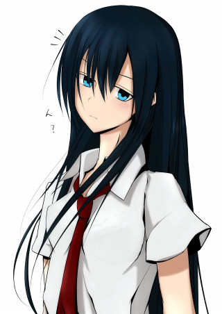 Woman long black hair white 5 - red tie free wallpaper