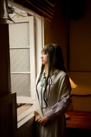 Woman standing window looking out - outside free wallpaper for mobile