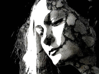 Woman eyes closed hair blowing 2 - dave mckean free wallpaper