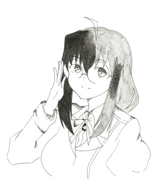 Girl long hair glasses drawing - her head free wallpaper for tablet