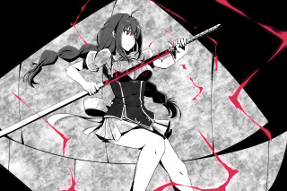 Woman sword black background red - design free wallpaper for desktop