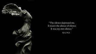 Statue with quote on it - free dark wallpaper