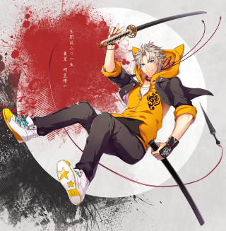 Yellow shirt sword blood fishing - him free wallpaper for tablet