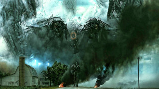 People huge structure smoke pouring - cinematic concept art free wallpaper