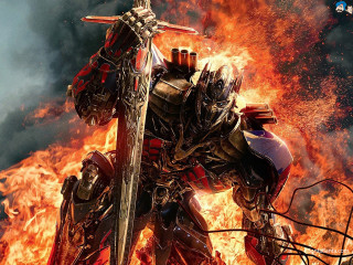 Robot fire sword standing in - his hand and a sword free wallpaper