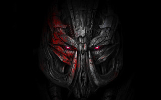 Demonic mask red eyes black - biomechanical free wallpaper