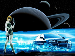 Woman dress car planet black - sci fi fantasy free wallpaper for desktop