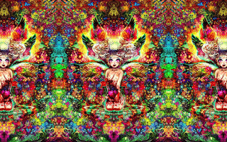 Psychedelic woman rainbow hair butterfly - psychedelic art free wallpaper for desktop