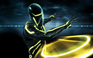 Futuristic man dancing light up - his body free wallpaper